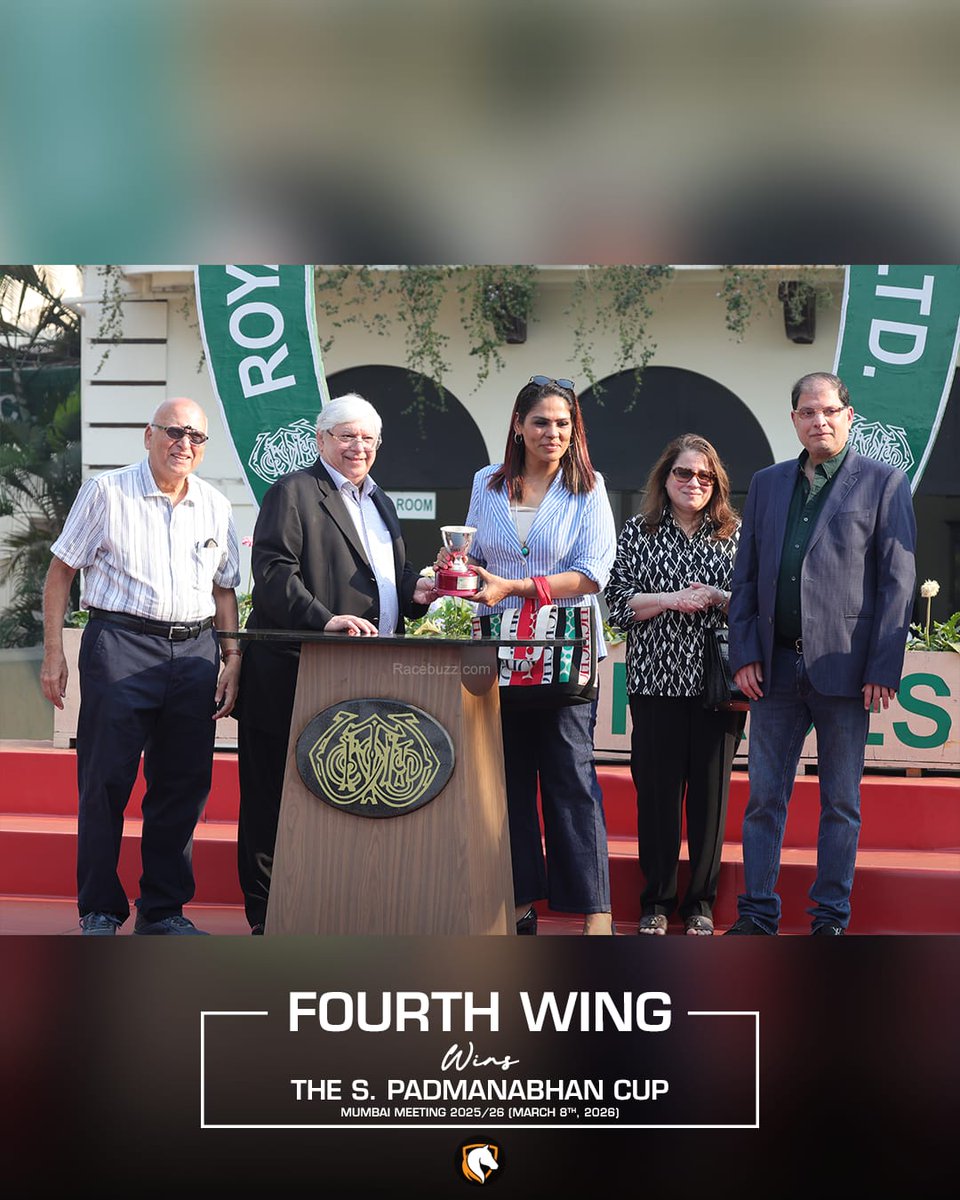 Racebuzzlive's tweet photo. A commanding run and perfect timing! 💥
FOURTH WING delivers a strong performance to take home The S. Padmanabhan Cup at RWITC 🏆
📅 8th March, 2026 

🏁 Race: The S. Padmanabhan Cup
⏰ Time: 04:30 PM | 📏 Distance: 1400M | 💰 Stakes: ₹7,50,000

🥇 Winner: FOURTH WING
🏇 Jockey: Yash Narredu
🎯 Trainer: Aman Altaf Hussain
Owners: Mrs Pragya Devgan & Mr Ritvik Devgan rep Niche Agriculture & Pharmaceuticals Limited, Mr Dinsha P Shroff, Mr Munchi P Shroff, Mrs Aban N Chothia, Mr Waahiid Ali Khan rep Sshaawn Horses and Sports Pvt Ltd, Mr Anil Saraf & Mrs Ayesha A Hussain

A polished ride and a decisive finish seal the deal 👏

@rwitcmumbai
#RWITC #HorseRacing #IndianRacing #RaceDay #Thoroughbred #Racebuzz