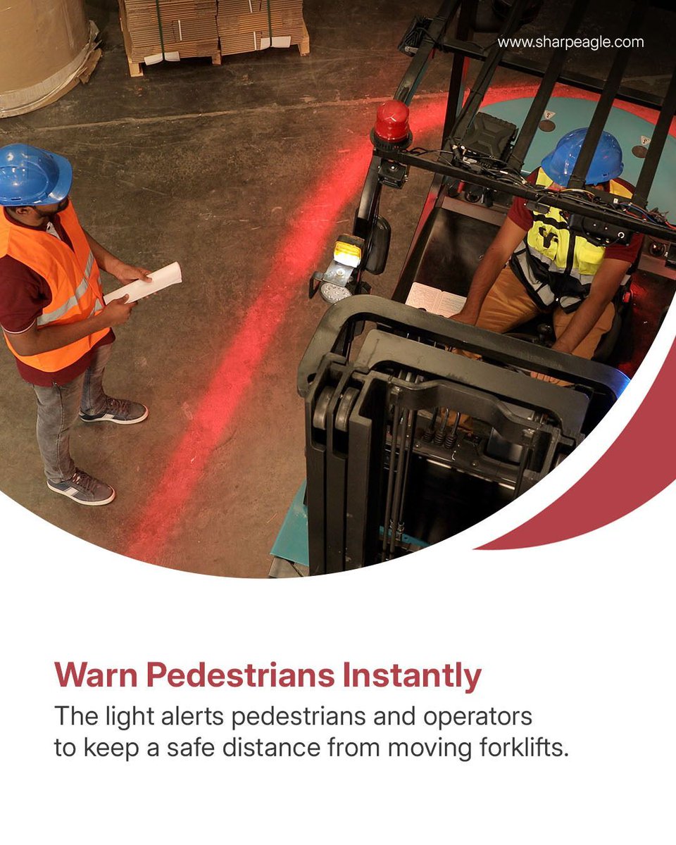 sharpeagletv's tweet image. The SharpEagle Forklift ARC Safety Light projects a bright arc on the floor around the vehicle, creating a clear safety boundary that warns workers and other operators to keep a safe distance.

🔗 Learn more:
sharpeagle.uk/product/forkli…

#ForkliftSafety #WarehouseSafety #SharpEagle