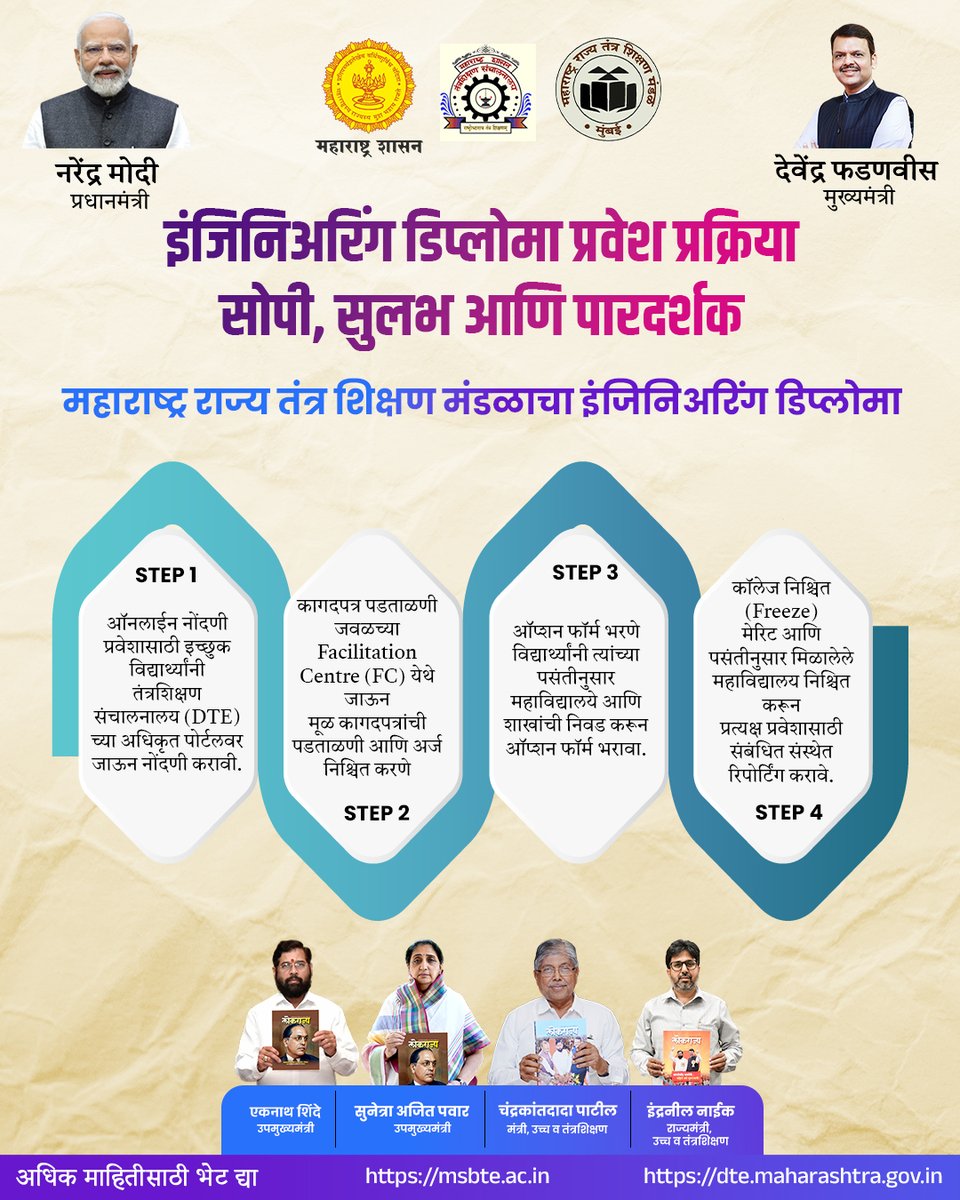 InfoJalgaon's tweet photo. सुलभ आणि पारदर्शक ऑनलाईन नोंदणी प्रक्रिया
#MSBTE #admission #प्रवेशप्रक्रिया #diploma #EASYADMISSIONPROCESS https://t.co/ZLyHMOXhYw
