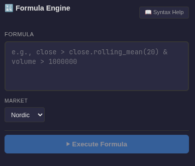 TapeReaderJoe's tweet photo. @Ichim0ku Kul :) Den "häftigaste" delen jag fått till är den jag kallar "formula engine" där jag kan skriva "polars" direkt i text och sedan parsear jag detta i backenden. https://t.co/sVis99bGVq