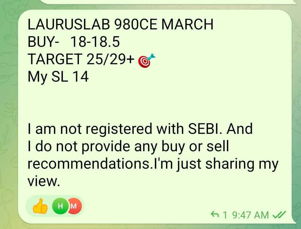 satyendrac98857's tweet photo. #IranWar #nifty #sensex #StockPicks #StockSelection
Almost 2x💥💥 done Lauruslab call in few hours... Power💪🏻 of education.. Chart 📊Reading..
I m not SEBI registered but having experience of 10 yrs... Which flow like this..💷💰💸
🆓🆓🆓Telegram link - https://t.co/rbs5bELRjc https://t.co/s9KGAARsuX