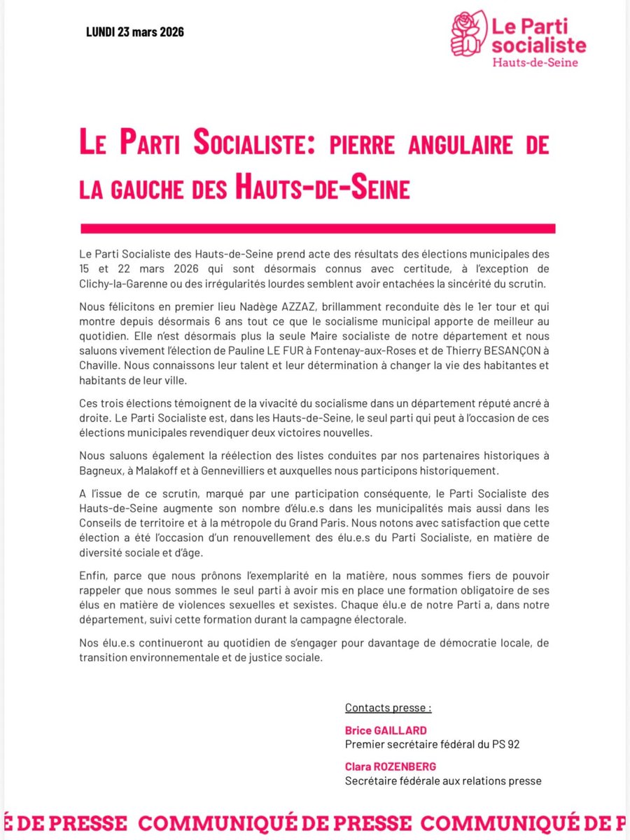 Parti Socialiste 92 🌹 tweet media