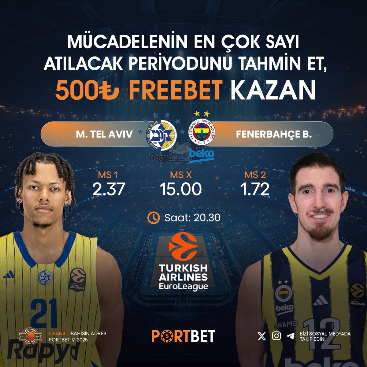 portx26's tweet photo. 🇹🇷 EuroLeague Gecesinde En Çok Sayı Atılacak Periyodu Bil, 500 TL FREE BET Kazan!

➡️ Katılım İçin: https://t.co/cAKya4KvuM

ℹ️ Son işlemi bonus olan üyeler yararlanamaz. 1.30 Çevrim, min&amp;max Free Bet'in 5 katı çekim yapılabilir! 1 ay içinde 500 TL yatırım şartı vardır! https://t.co/Jo1B14wT8R