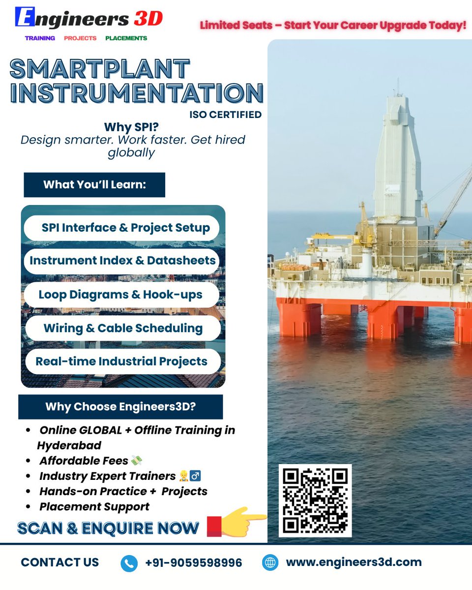 Engineers3d's tweet image. For enquiry click the link - forms.gle/cFdJUz9r43FiLm…
Level up your Instrumentation game with SmartPlant Instrumentation (SPI) 🚀
Learn fast, build smarter, and get job-ready globally 🌍—all at an affordable cost!

#SPI #InstrumentationEngineering #Engineers3D #SmartPlant
