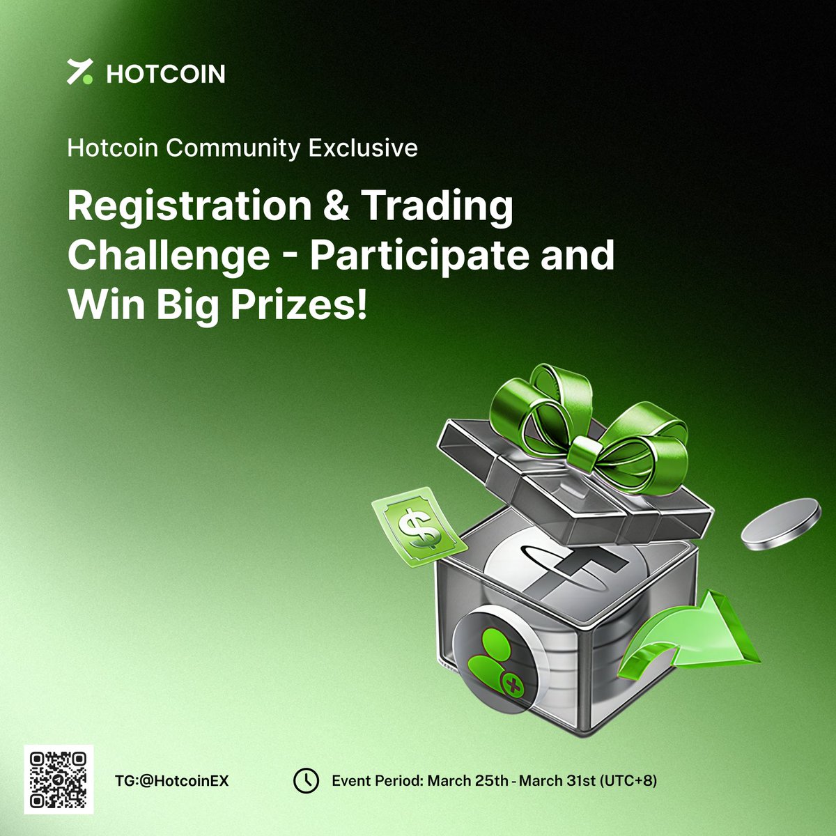 💰Hotcoin Community Exclusive: Registration &amp; Trading Challenge - Participate and Win Big Prizes!🎁

📅Event Period: March 25th - March 31st (UTC+8)

1️⃣Event 1: New User Registration Event

During the event: Register using the exclusive link to receive 5 USDT in Futures trading