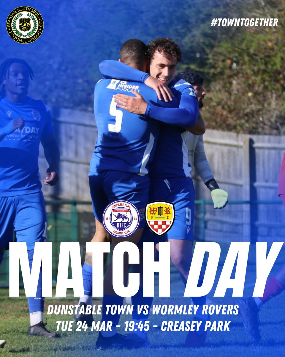 DunstableFC's tweet photo. ⚽️ MATCHDAY 
🆚 WORMLEY ROVERS 
🏆 SSMFL PREMIER DIVISION 
🏟️ CREASEY PARK, LU6 1BB 
🕢 7:45 PM 

🍻 - £3 Pints from turnstile opening to kick off. 
* offer only goes to those who enter through the turnstile

#towntogether #youareenough https://t.co/RZG9wH0ont