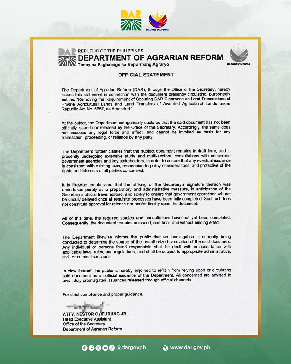 Department of Agrarian Reform, Philippines tweet media