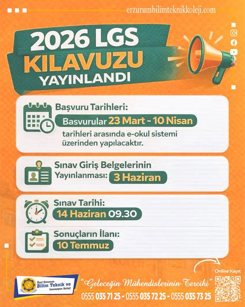 ErzurumBtk's tweet photo. 🎯 LGS BAŞVURULARI İÇİN EKRAN BAŞINA!

Öğrencilerimiz denemelerde netlerini artırmaya devam ederken, LGS resmi başvuru takvimi de başladı. Gözden kaçırmamanız gereken önemli detaylar:
✔️ Başvuru Yeri: e-Okul Sistemi
✔️ Son Başvuru Tarihi: 10 Nisan
✔️ Sınav Tarihi: 14 Haziran https://t.co/gCV67aM5iY