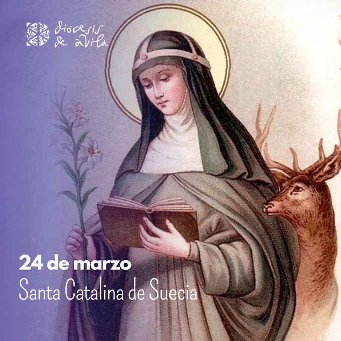 #ElSantoDelDía
Santa Catalina, hija de santa Brígida. Casada contra su voluntad, con consentimiento de su cónyuge conservó la virginidad. Al enviudar, se entregó a la vida piadosa. Peregrina en Roma y Tierra Santa, trasladó los restos de su madre a Suecia, donde tomó el hábito.