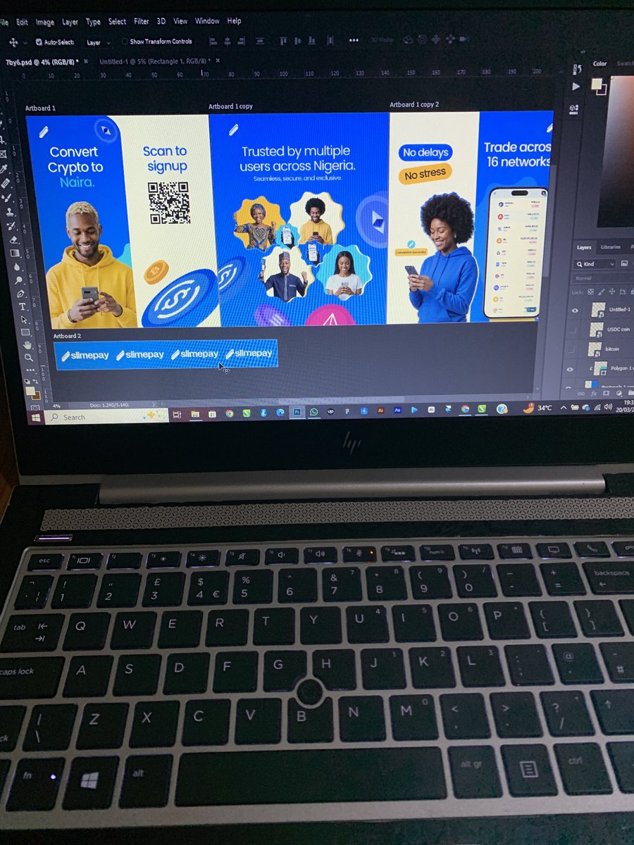 Designwithsmith's tweet image. It’s Tech-Up Portharcourt Season, and I’m working on the booth designs, Merch, and magazine page design for Slimepay.

I’ve been taking brand strategy classes, and I created the design direction. Also, the coin illustrations.

I’ll become a world class designer!