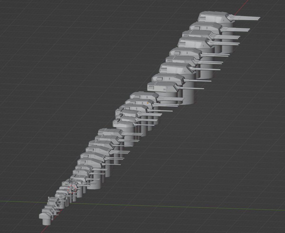 breezeNeXT4's tweet photo. 戦艦アクションゲームを開発中
100mmから460mmまでの砲塔を全部並べてみた。
こうして見るとやっぱり迫力すごい…！
これらの砲塔、どの戦艦のものか分かる？
#戦艦アクションゲーム https://t.co/308duirNRx