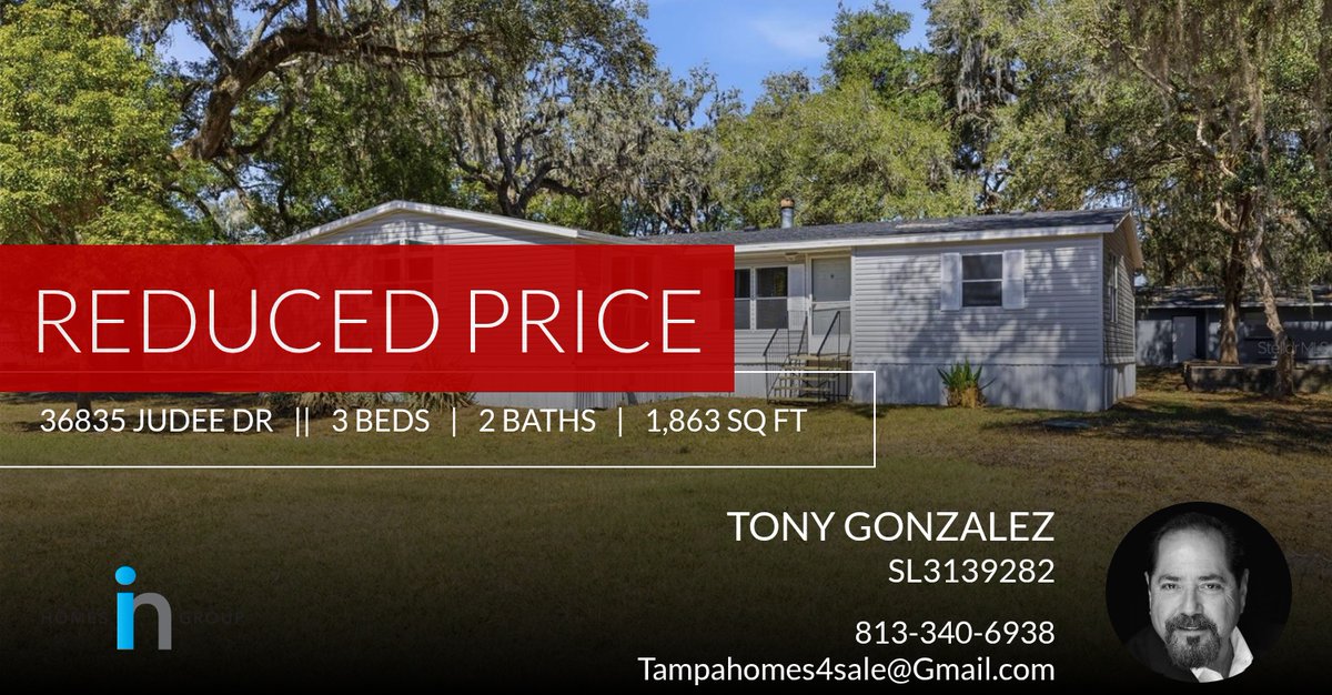 📍 Reduced Price 📍 This recently reduced home at 36835 Judee Dr in Zephyrhills won't last long, so, don't wait to set up a showing! Reach out here or at 813-340-6938 for more information!

TONY GONZALEZ, MBA, REOS, CDPE
... homeforsale.at/36835_JUDEE_DR…