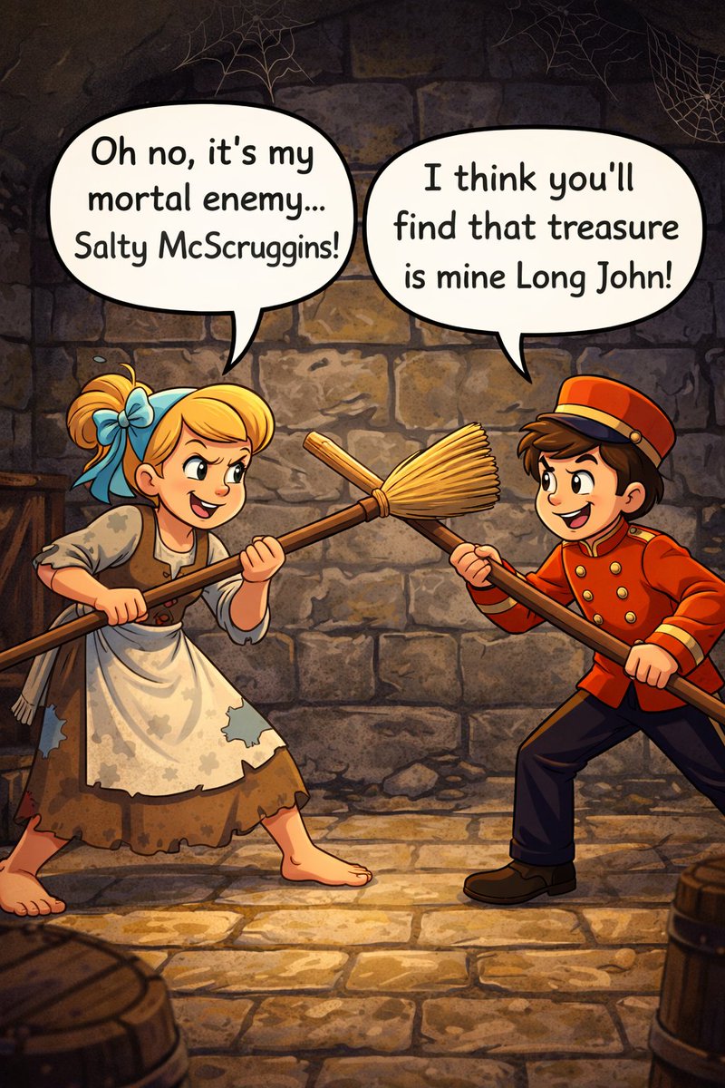 pantoinaday's tweet image. A snippet taken directly from our #Cinderella show. With a playful fight between Buttons and Cinderella #pantoinaday #pantomime