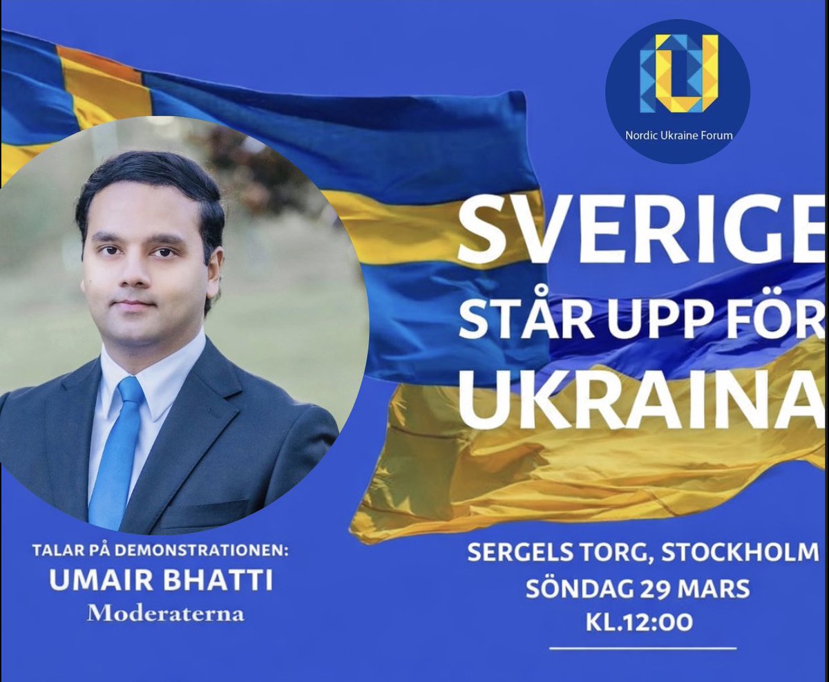 Umairziabhatti's tweet image. Vi samlas för Ukraina 🇺🇦
Kom dit. Ta med en vän. Sprid ordet.

📍 Sergels torg, Stockholm
🗓 Söndag 29 mars
⏰ 12:00

#StandWithUkraine #Stockholm #Solidaritet