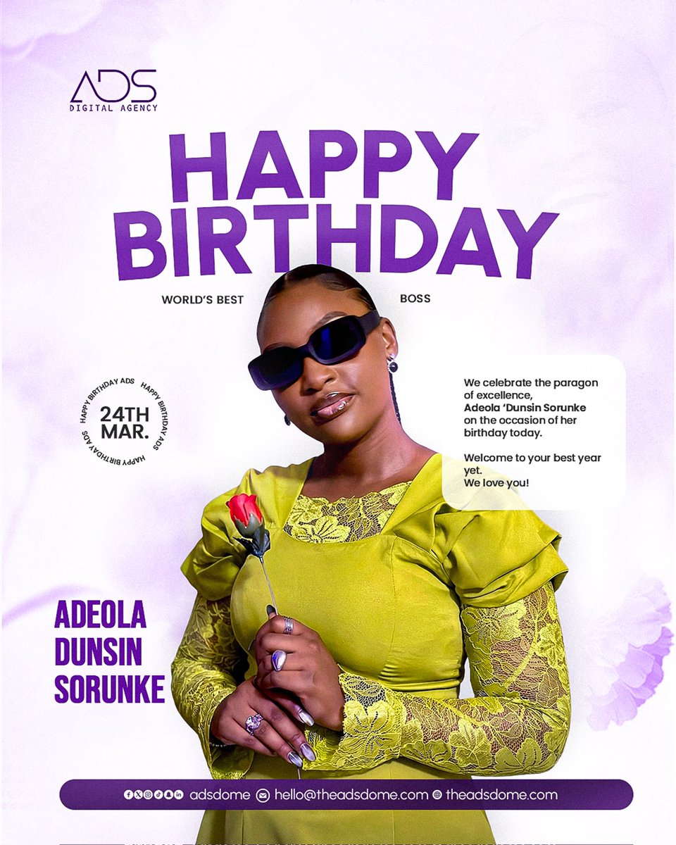 adsdome's tweet photo. Happy Birthday, ADS! 🎉

Wishing you a year filled with greater achievements, good health, and continued success. 
Thank you for your leadership and inspiration. May this new year bring you even more wins. 
Enjoy your special day!💜

#birthday #happybirthday #adsdigitalagency https://t.co/gSEGTFrQof