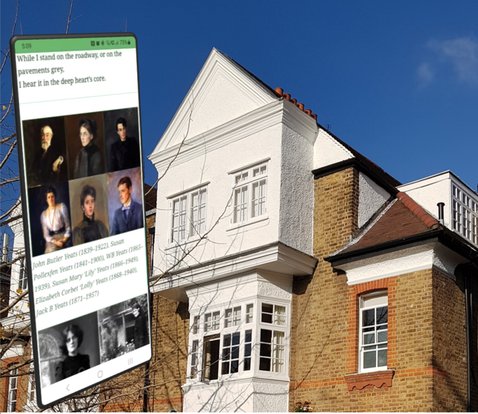 YeatsBedfordPk's tweet photo. So good they lived here twice: #otd 1888 the Yeatses move back to🌻#BedfordPk🌻to 3 Blenheim Rd (📱🚶locn#4 — now has @BedfordParkSoc plaque!) where they stay until 1901 and where #WBY writes "Innisfree", co-founds @IrishLitSoc, starts a literary revival, and meets Maud Gonne.💔 https://t.co/vt5OgeqDBh