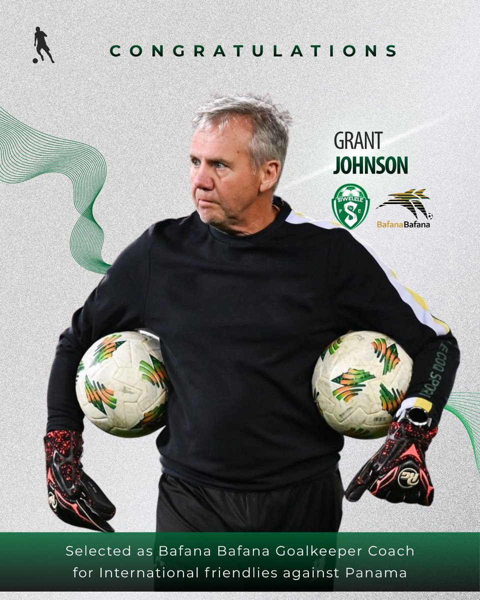 Answering the national call 🇿🇦📞

Grant Johnson has been selected as Goalkeeper Coach for Bafana Bafana ahead of the international friendly 👏

Go make us proud 💚

#SiweleleFC #HelaYalo #BafanaBafanaCallUp