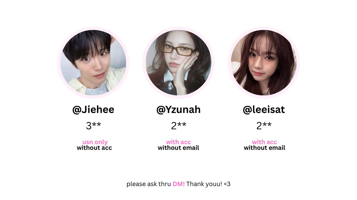 RT are really appreciated!

WTS / want to sell usn bo jaehee, yunah &amp; leeisa

boleh DM kalo minat! negotiable yah, yuk dibelii buat jajan dimsum dan bekel mancing.🥺🌹

t. username, uname, acc akun selfoll, jaehee, nct wish, yunah, illit, leeisa, stayc, #zonauang, #zonaba