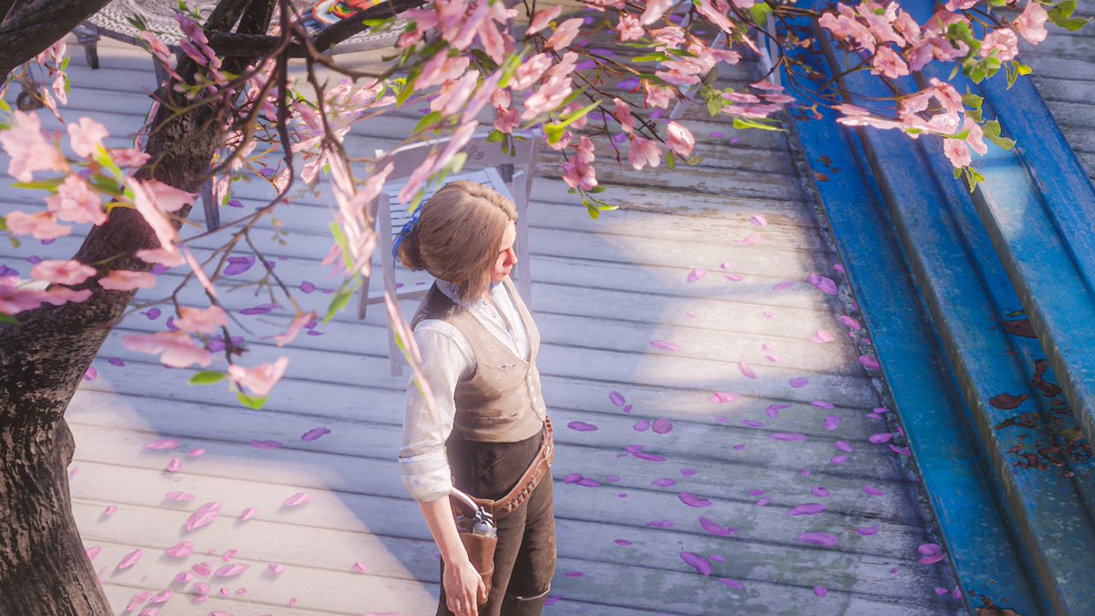 Loinpasse's tweet photo. 桜も咲き始めたと��うことで、こちらの世界でもお花見をイメージして🌸
#RedDeadOnline 
#RedDeadRedemption2 https://t.co/35p18F3sBT