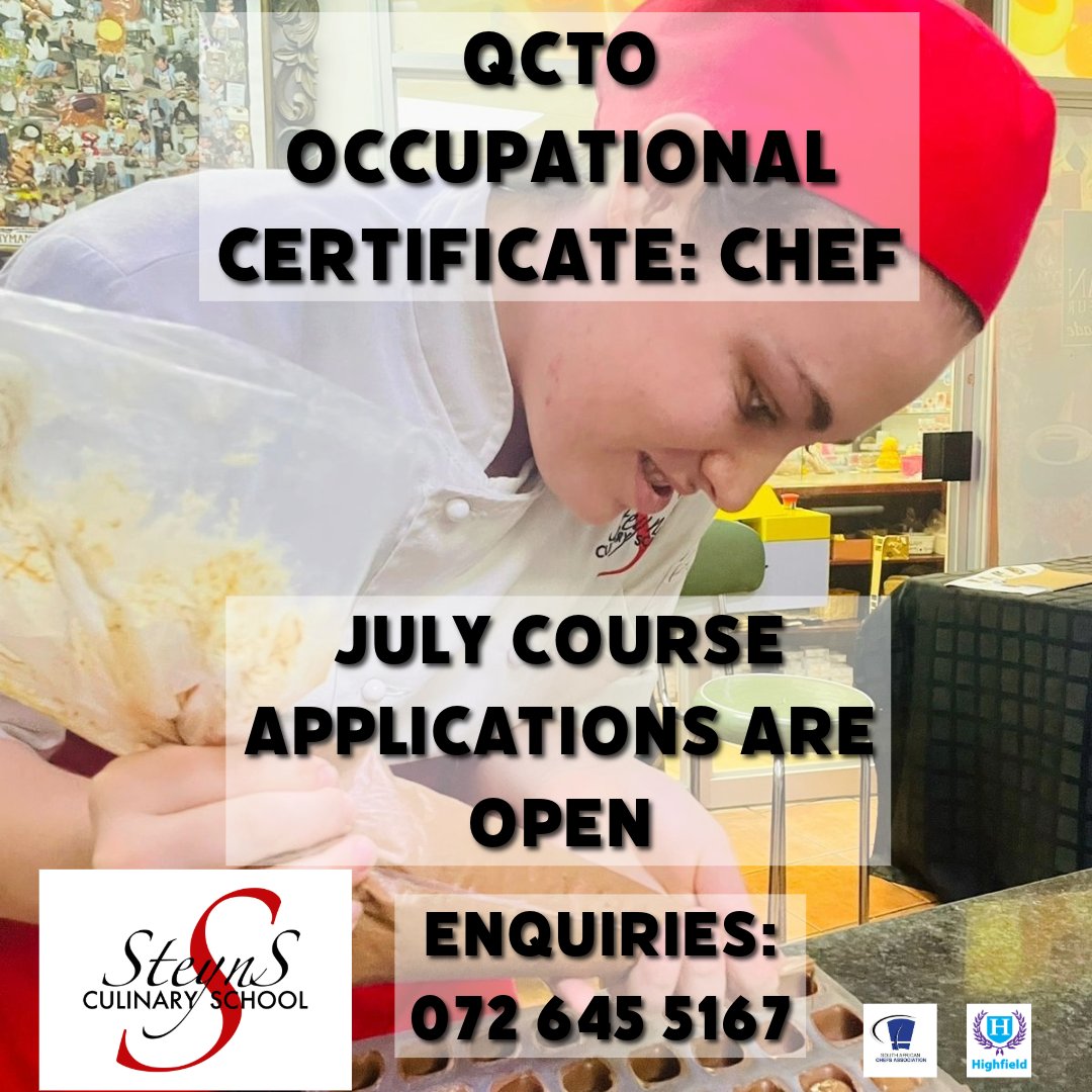 SteynsCS's tweet image. 🔥JULY 2026 INTAKE – PROFESSIONAL CHEF COURSE 
Turn your passion into a career.
Train hands-on. Learn from industry chefs. Step into real kitchens.
 Starts July 2026
Steyns Culinary School
072 645 5167
Limited spots. Serious future chefs only.
#ChefLife #StudyChef #CulinarySchool