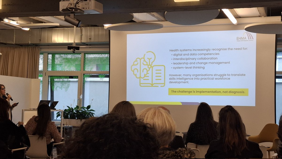 vtraver's tweet photo. F. Margheri talking about skills in the health sector and how to close the gap, where challenge is is implementation, not diagnosis @euveca_project final conference Other projects as @iRaiseEu or @BeWellProjectEU are referenced  @EITeu https://t.co/MbfHM5TQgA