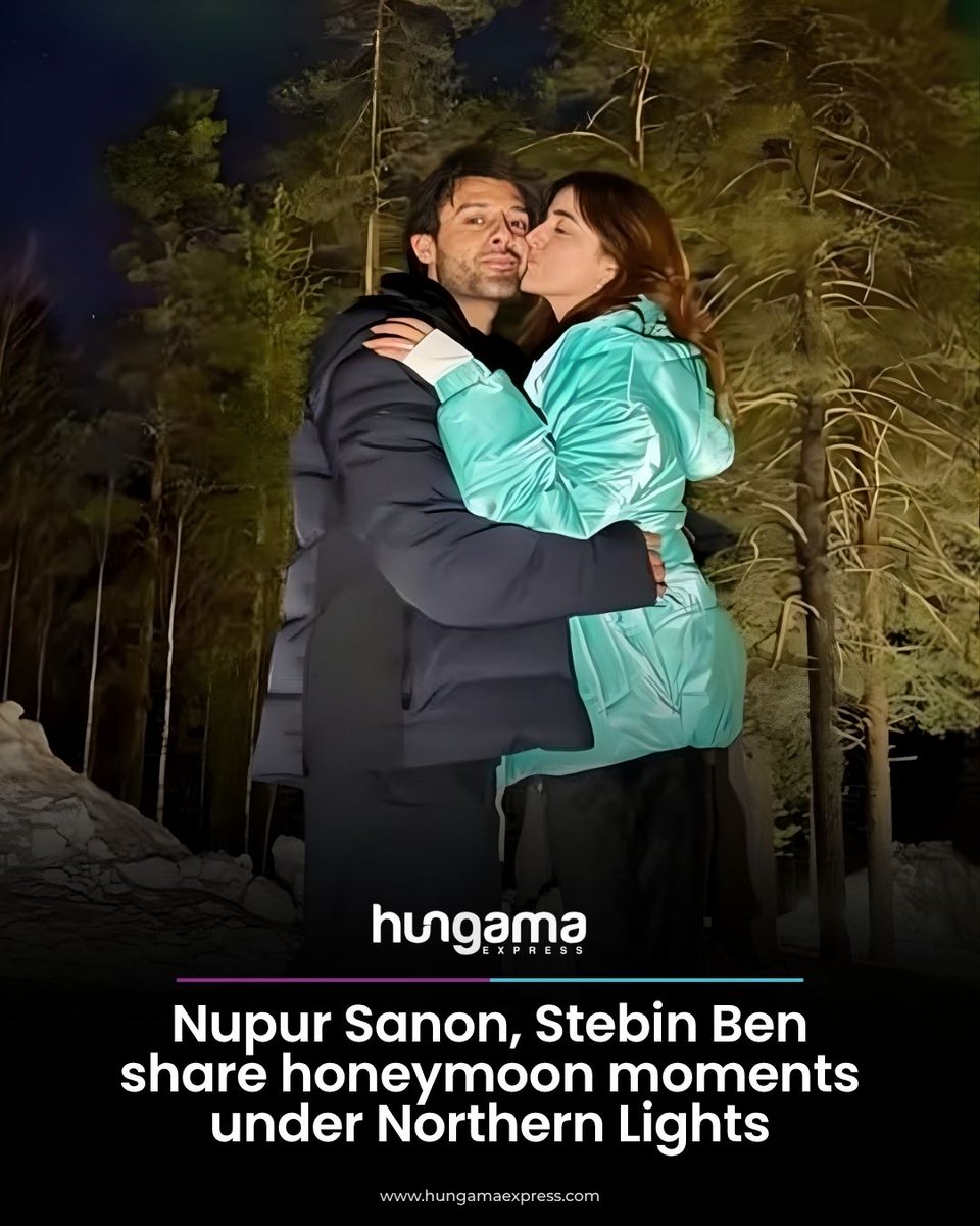 HungamaExpress's tweet image. The couple had posted pictures on social media, showing them spending time together under the Northern Lights.

Read more: hungamaexpress.com/news/43669

#NupurSanon #StebinBen #HoneymoonVibes #NorthernLights #AuroraBorealis #Newlyweds #Trendingnow #fyp #HungamaExpress