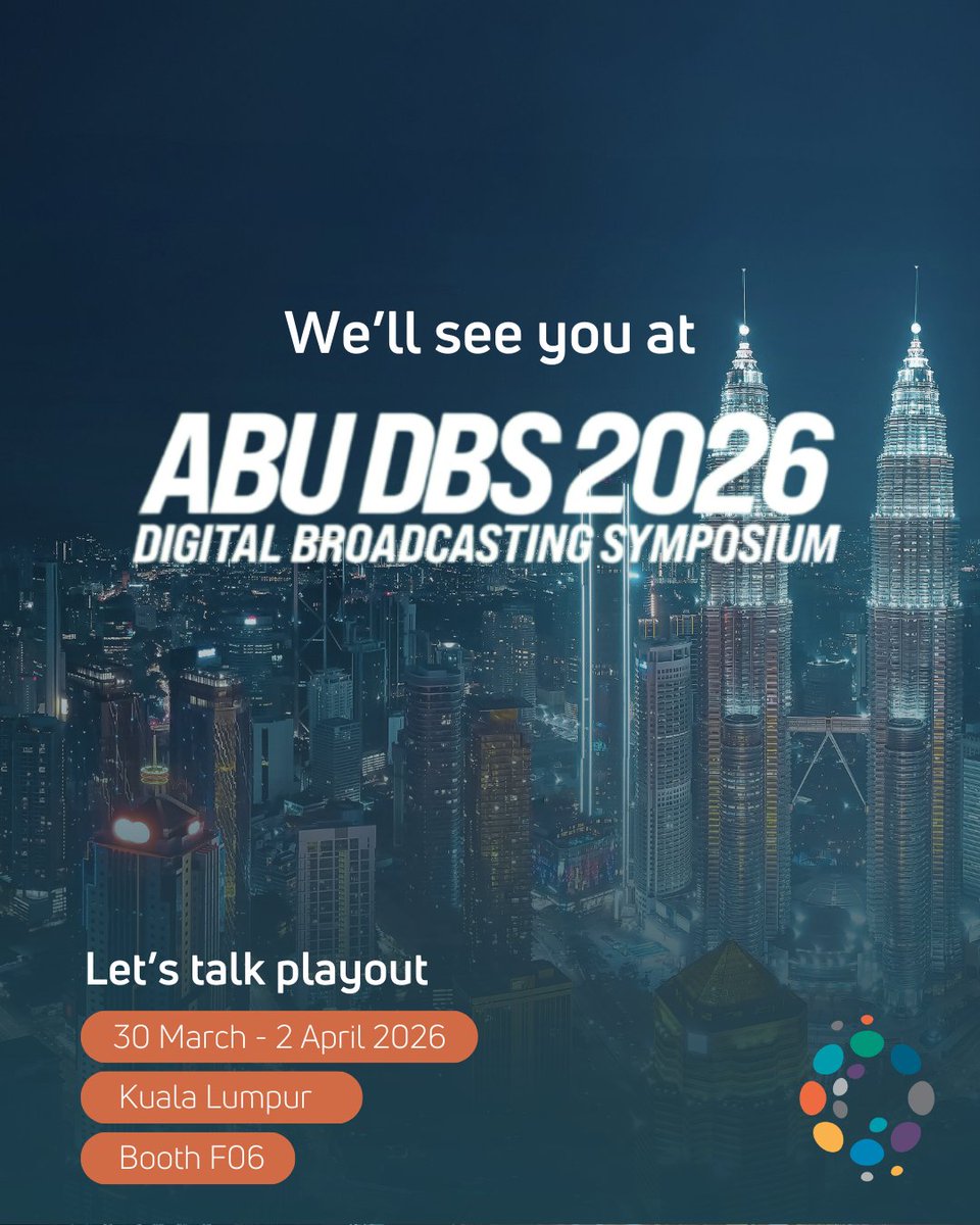 pebbleupdates's tweet photo. We’re looking forward to ABU DBS 2026 next week, where Pebble will be exhibiting alongside our local partner, Tiara Vision.
📍Come and see us at Booth F06 in Berjaya Times Square Hotel, Kuala Lumpur, and let’s talk about how we can support your #playout requirements. #ABUDBS2026 https://t.co/61SAh7diIY