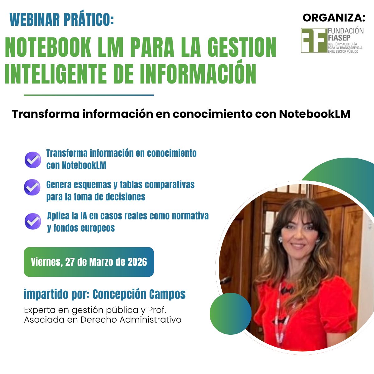 Abrumado x la documentación técnica? 🤯
Aprende a usar NotebookLM y transforma expedientes complejos en conocimiento con @concepcioncampos
📅 27 marzo
🕘 9- 11 h
plazas limitadas
Inscripciones: n9.cl/loel8 o fiasep@fundacionfiasep.org
#IA #SectorPúblico #Productividad