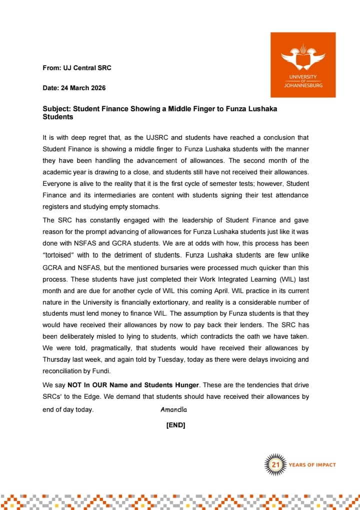 UJ Central SRC tweet media