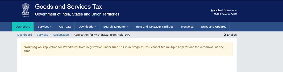 nikhil_singhal_'s tweet photo. filed GST REG-32 to withdraw from Rule 14A registration after B2B supplies exceeded ₹2.5L/month in Feb 2026.  No ARN generated, GSTR-1 stuck  "Error in Proceed to File", Local GST officers have received ZERO advisory on this  dis is a systemic failure. @cbic_india @nsitharaman https://t.co/YmH8ArdhLO
