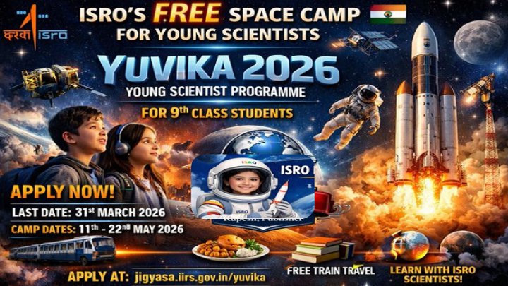 VarthaByte's tweet image. ఇస్రో బంపర్ ఛాన్స్.. యువిక 2026కు రిజిస్ట్రేషన్లు స్టార్ట్, స్టూడెంట్స్‌కు గోల్డెన్ ఆఫర్
varthabyte.com/isro-yuvika-20…

#isrotraining #isroyuvika2026 #SpaceEducation #StudentOpportunitiesindia #YoungScientistsProgram #ISROYUVIKA #ISROHistory #APNews #IndiaNews