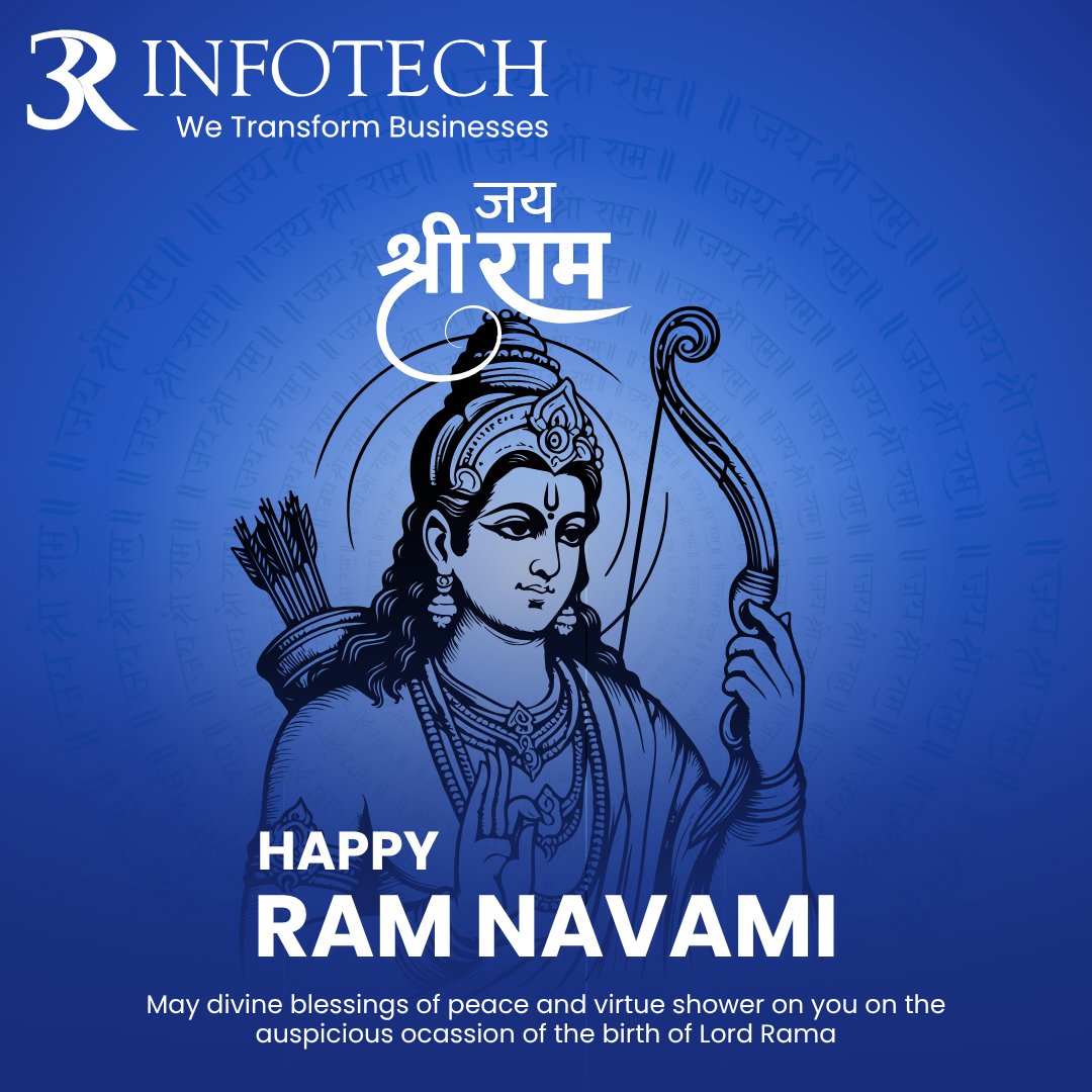 3RInfotech's tweet image. On this auspicious day of Rama Navami, we celebrate the birth of Lord Rama, the epitome of virtue, courage, and righteousness.

Wishing everyone a blessed and joyful Rama Navami!

#3RInfotech #RamaNavami #JaiShriRam #LordRama