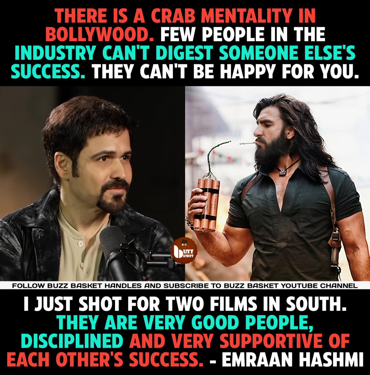 theBuzZBasket's tweet photo. Few people in #Bollywood can't digest someone else's success - #EmraanHashmi 

#Dhurandhar #Dhurandhar2 https://t.co/ZACzA9kyVh