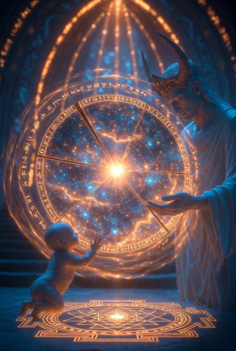 Nothing and no one is ever forgotten here. LUMEN holographic murals — where Sumerian Moon wisdom meets star-baby future. Only love decides. 🌞🤍 #LUMENCathedral