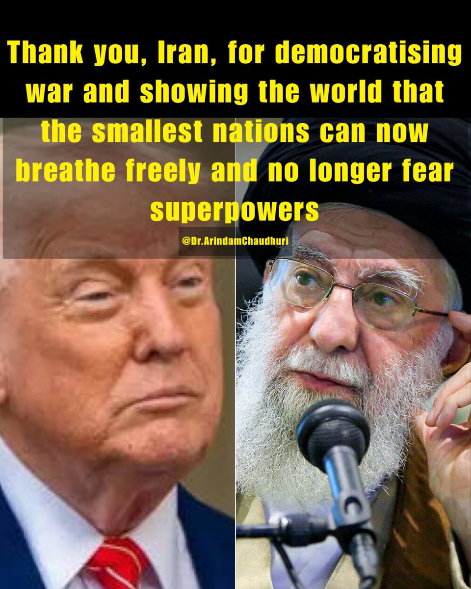DrArindam_IIPM's tweet photo. Thank you, Iran, for democratising war and showing the world that the smallest nations can now breathe freely and no longer fear superpowers ♥️

Fareed Zakaria did a brilliant video yesterday and explained how, beneath the strikes and counter-strikes in the US-Iran war, something seismic is underway: the very nature of war is changing.

He says, “We have entered the era of precise mass in warfare.”

In the first week of Iran’s retaliation, drones accounted for ~71% of strikes on Gulf states. The UAE alone faced 1,422 drones and 246 missiles in just eight days.

Precision no longer belongs only to great powers with Tomahawks and stealth jets. It now comes from swarms of cheap commercial drones. A Shahed-type drone costs ~$35,000. One Patriot interceptor? $4 million — enough money for over 100 drones.

The attacker spends thousands. The defender spends millions. The economics of war have flipped.

This goes far beyond drones. It’s a new military architecture: cheap autonomous systems + AI targeting + commercial satellites + resilient networks + cyber tools — all working together to compress the kill chain and outpace the enemy.

Old supremacy based on a few exquisite, expensive platforms is fading. Victory increasingly belongs to the side that can produce and network enough good platforms, cheaply and quickly. Lots of good stuff beats small numbers of great stuff.

Ukraine shows the future: $2,000 interceptor drones produced at 10,000+ per month, trained in days, and backed by millions of annotated battlefield images feeding AI.

Russia aims for 1,000 Shahed-type drones per day. Compare that to Lockheed’s plan for 2,000 Patriots by 2027. Scale, speed, and software now matter as much as sophistication. A mere 2,000 versus 1,000 a day!!

The implications are huge: the battlefield is everywhere, war may become easier to start but harder to end, and lethal capabilities are now within reach of non-state actors!

As Zakaria says: In 1991 the Gulf War proved technology could make war precise. In 2026, Iran is proving precision can be mass-produced.

The winning forces will blend a few high-end systems with vast numbers of cheap autonomous drones. Human judgment will increasingly yield to algorithms.

Clearly the age of precise mass is not coming — it is here.

The smallest of countries, like South Korea, have in the past shown how they can become economic superpowers. Now Iran has given hope to such nations that they can even be military superpowers and that no past superpower can easily overwhelm them. Unless, of course, they do the unthinkable — use the nuclear bomb.

#FutureOfWar #DefenseTech #Geopolitics #Iran #AIinWarfare #GlobalSecurity