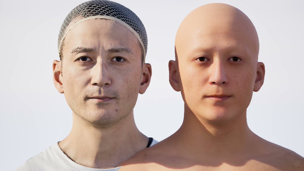 GameMakersJP's tweet photo. 「Mesh to MetaHuman」で作った顔メッシュの質感向上TIPS。リアルな皺の再現方法を紹介
https://t.co/k01cR1rKyB

3DスキャンメッシュをMetaHumanに変換するにあたり、肌のテクスチャを転送することで見た目をスキャン元に近づける手法について語っている https://t.co/6Mq6HynK5X
