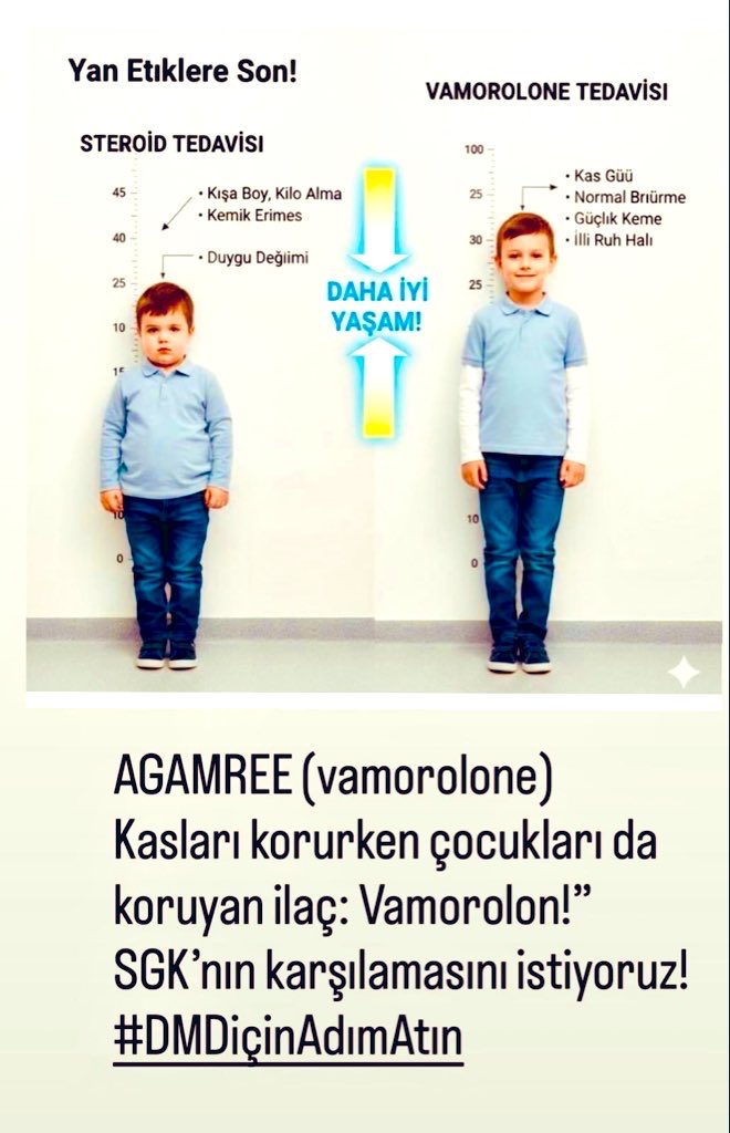 Yeni nesil steroid 
 Daha az hasar, daha fazla kemik yoğunluğu, daha korunabilir KASLAR 
VAMOROLONE için hızlı erişim
#DMDiçinAdımAtın 
<a href="/saglikbakanligi/">T.C. Sağlık Bakanlığı</a> <a href="/drmemisoglu/">Prof. Dr. Kemal Memişoğlu</a> <a href="/suayipbirinci/">Doç. Dr. Şuayıp Birinci</a> <a href="/DrYerebakan/">Dr. Halit Yerebakan</a> <a href="/genilac/">GEN</a> <a href="/tusebgovtr/">TÜSEB</a> 
#AleynaKalaycıoğlu
İzzet Yıldızhan // #benzin // #altın