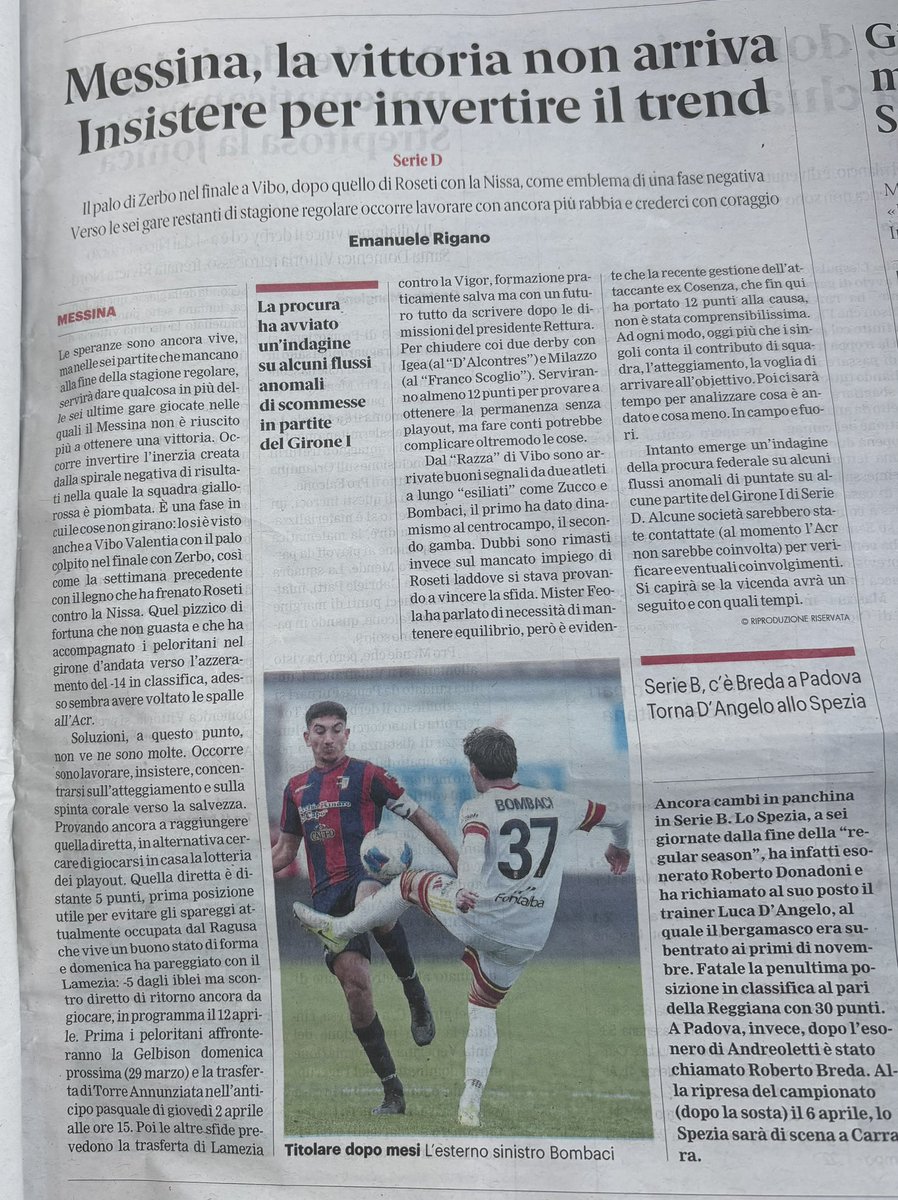 Calcio scommesse, flussi anomali in almeno 5 partite con la Procura che ha già avviato una indagine approfondita. 

La notizia: “Il Messina al momento non sarebbe coinvolto”, fonte Lele Rigano, giornalista di Gazzetta del Sud