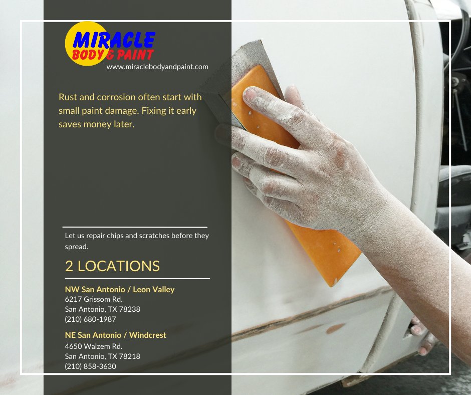 MiracleBody's tweet image. Rust and corrosion often start with small paint damage. Fixing it early saves money later. Let us repair chips and scratches before they spread. #RustPrevention, #AutoCare rfr.bz/ta523b5
