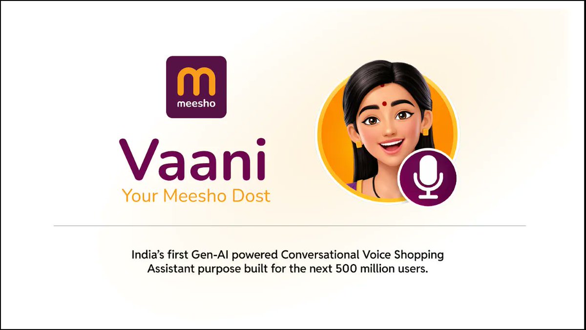 BestMediaInfo's tweet image. Meesho launches GenAI voice shopping assistant “Vaani” to support conversational commerce 

bestmediainfo.com/mediainfo/medi… 

#AIassistant #digitalcommerce #SanjeevKumar #ecommerce #GenAI #AI #Meesho
