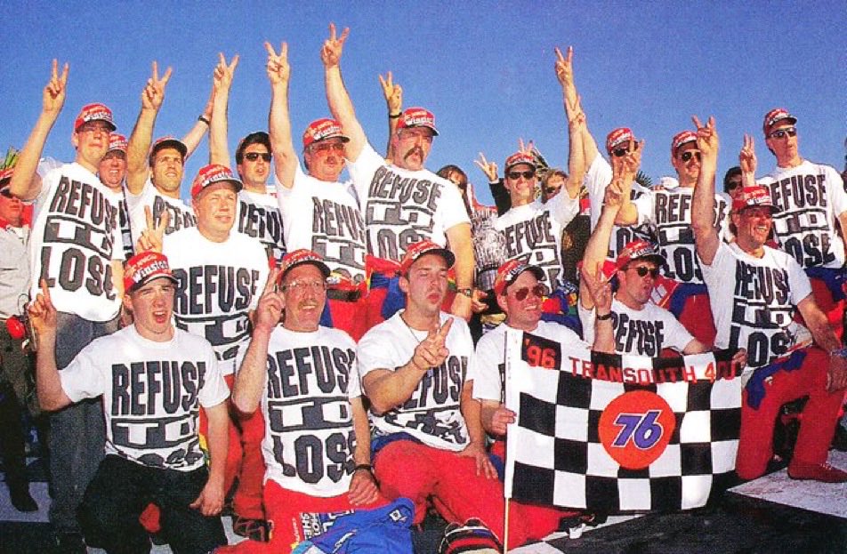 LegendsNascar's tweet photo. Jeff Gordon won the 1996 TranSouth Financial 400 at Darlington thirty years ago today. 🏁 

#RefuseToLose 🏁 @TooToughToTame https://t.co/pNPHsj6aZW