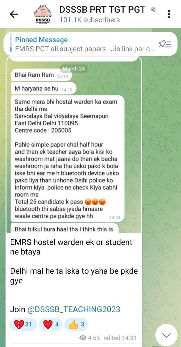 EMRS TIER 2 - Kafi Centre Pr Candidates Bluetooth Use krte hue pkde gye hai👍

Cheating Rokna Kisi bhi agency ke bas ki baat nhi h ab ... Fees itni jada lete h pr checking 0 hai

Same TIER 1 Mai bhi Security Checking Ki kmi dikhi thi <a href="/NESTSHQ/">National Education Society for Tribal Students</a> <a href="/narendramodi/">Narendra Modi</a> <a href="/gupta_rekha/">Rekha Gupta</a> <a href="/jayantrld/">Jayant Singh</a>