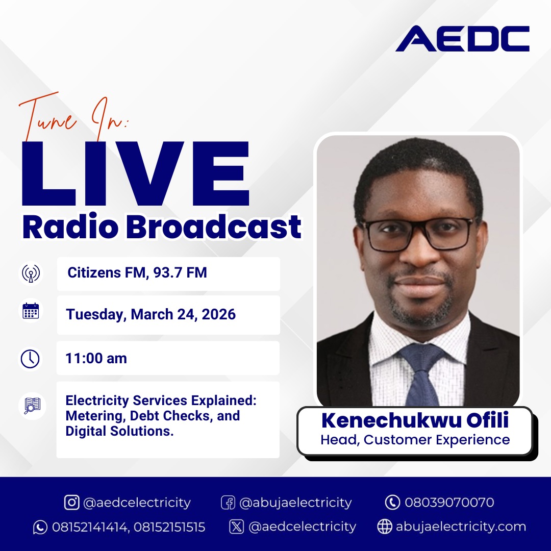 aedcelectricity's tweet image. Got questions about your meter or our digital payment platforms? 
We’ve got answers! 
Catch us LIVE at 11:00 AM today.
#PowerTalks
#AEDConAir
#PowerofCommitment