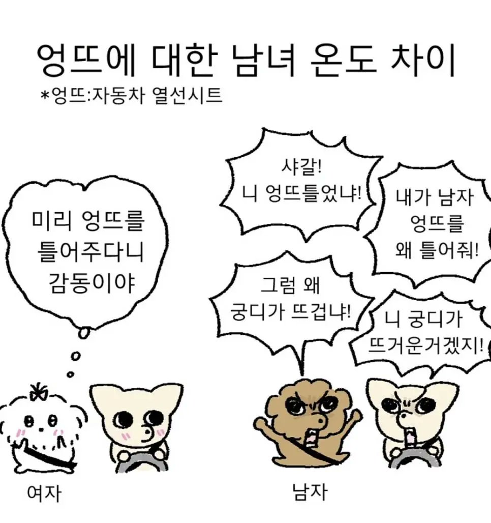 자동차 엉뜨에 대한 남녀 차이
