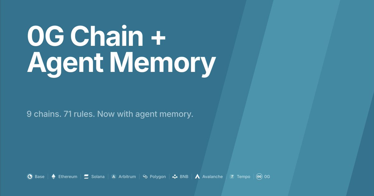 0G chain + 0G Memory is live on ClawVault.

Powered by <a href="/0G_labs/">0G Labs (Home of Infinite AI)</a> — your agents can now:
✅ Remember past transactions and decisions 
✅ Recall user preferences across sessions 
✅ Build context over time — smarter with every interaction

Not stateless. Not starting from scratch
