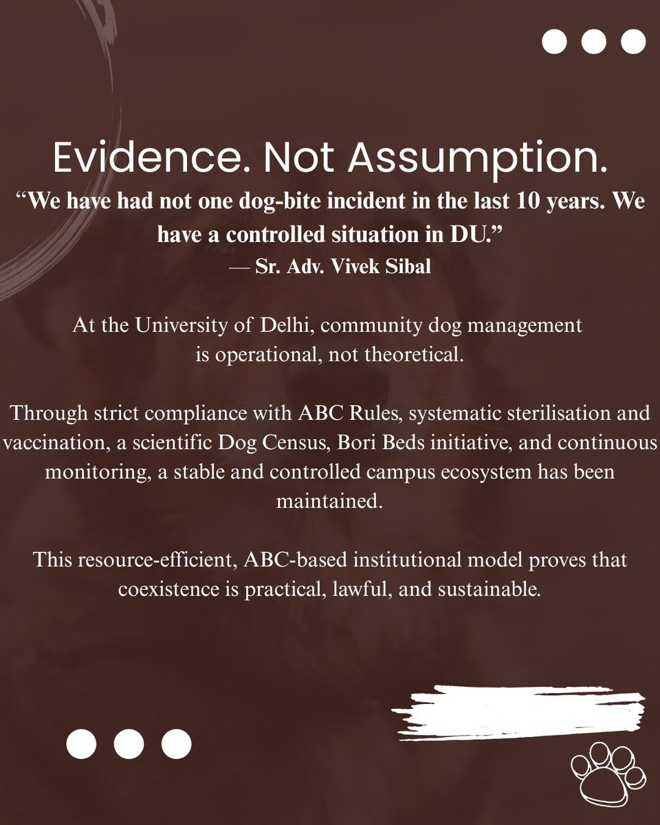 animallawcell's tweet photo. Animal Law Cell, University of Delhi, in a matter before the Supreme Court of India, supports the ABC approach over mass removal -highlighting that weak law enforcement, not community dogs, is the real issue. https://t.co/H5zxilxJur