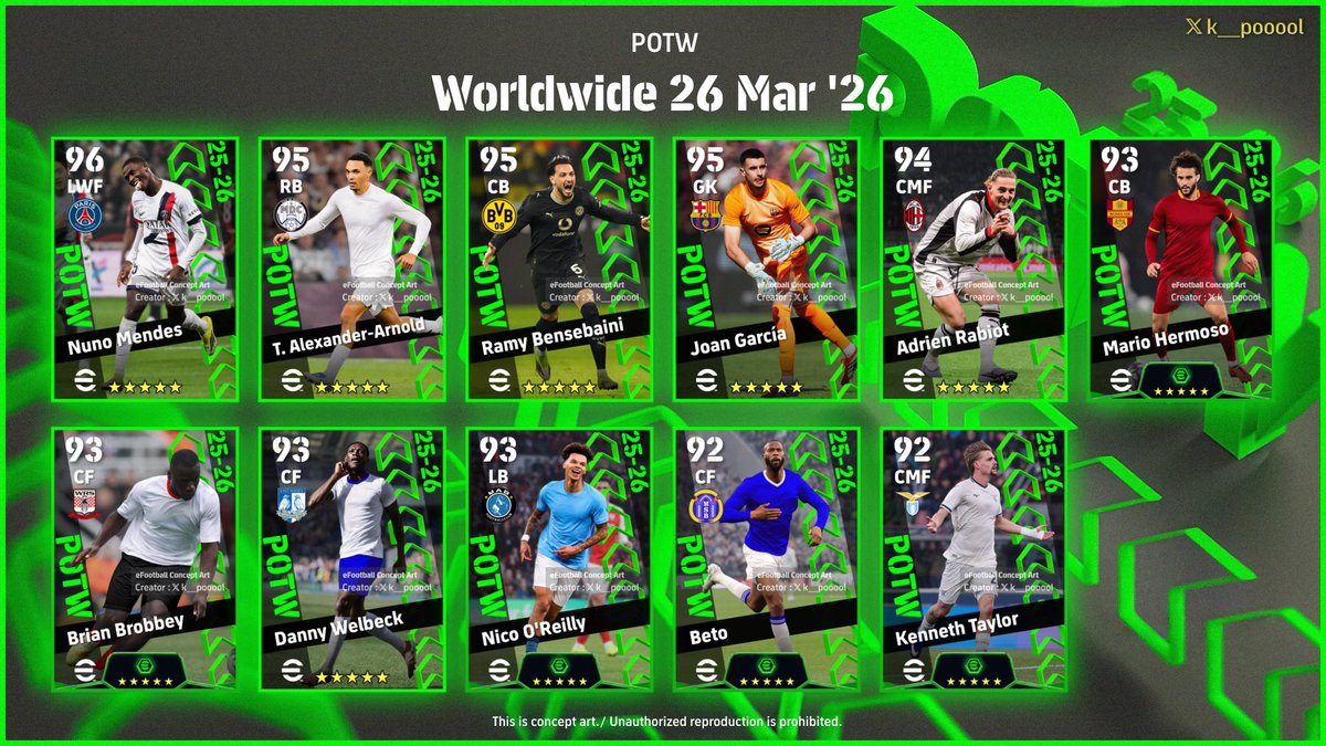 【Forecast)
POTW:Worldwide 26 Mar '26🌍

#efootball #イーフト