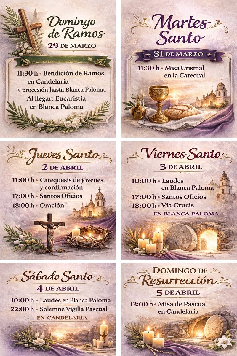 “Se acerca la Semana Santa… un tiempo de fe, tradición y encuentro ✝️
Aquí tienes todos nuestros eventos para vivir juntos cada momento.
¡Ven y acompáñanos en este camino de devoción!”✨