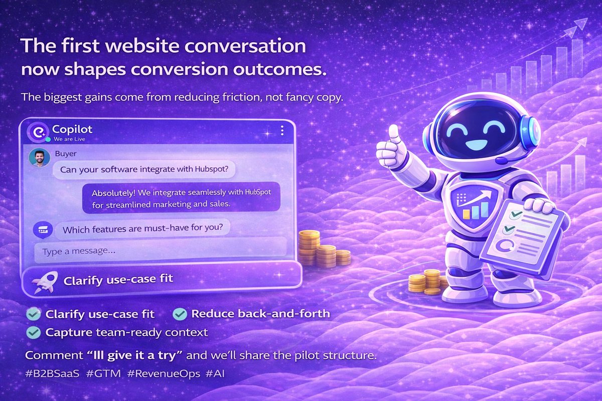 EngageOSai's tweet photo. The first website conversation now shapes conversion outcomes. 
We use chat to cut repetitive support and convert qualified intent from existing traffic. KB-grounded responses only; if information is missing, we clearly say we don’t have that answer-no guessing. 

#B2BSaaS #GTM https://t.co/McJma1XDaR