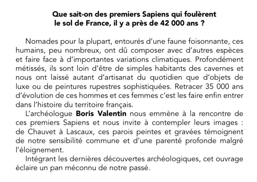 CavelierAntonin's tweet photo. À paraître fin mai @Ed_Tallandier 

Sapiens en France. 35 000 ans d’histoire - Boris Valentin https://t.co/1MkMZA8aGF